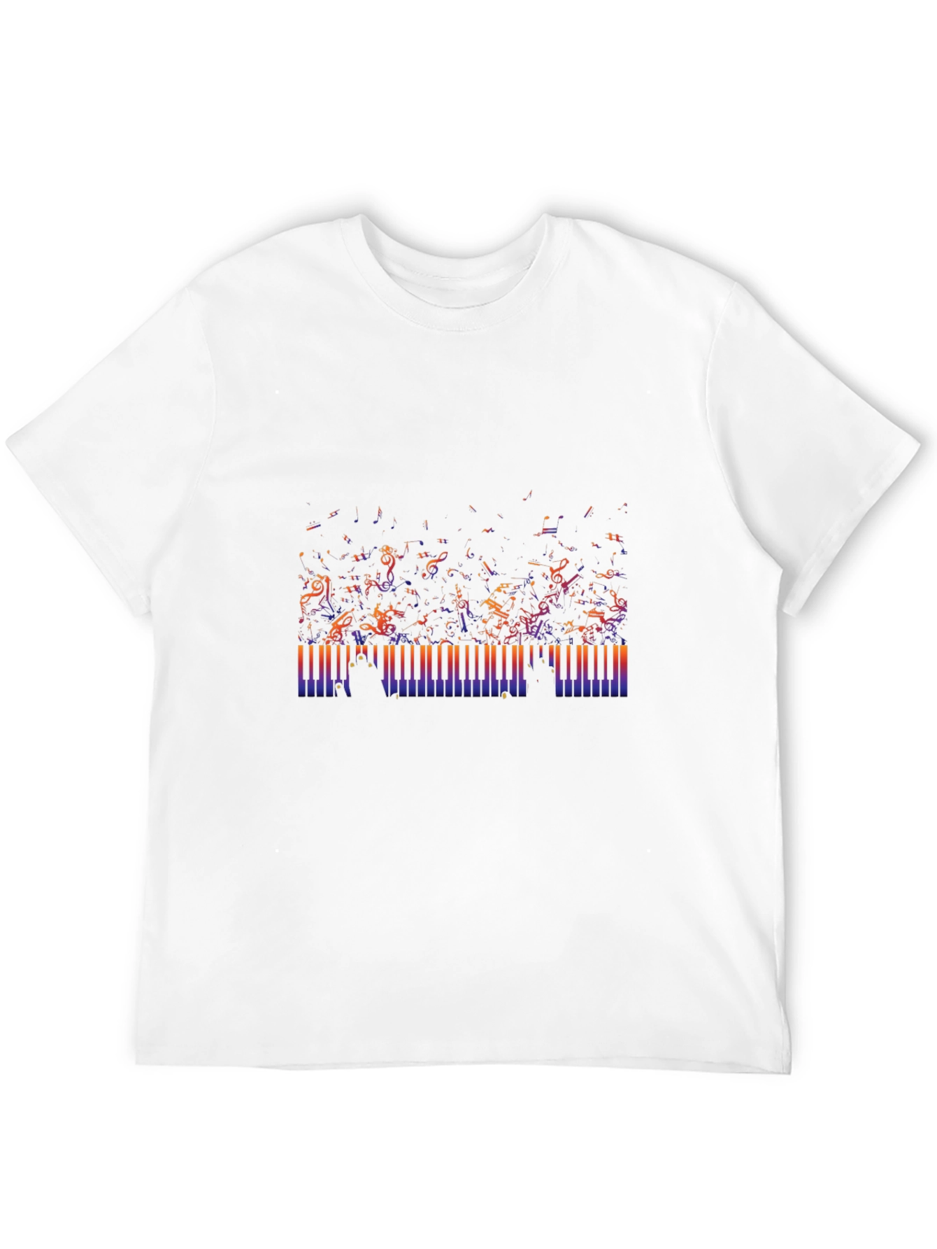 Camiseta Negra con Diseño de Teclas de Piano Musical