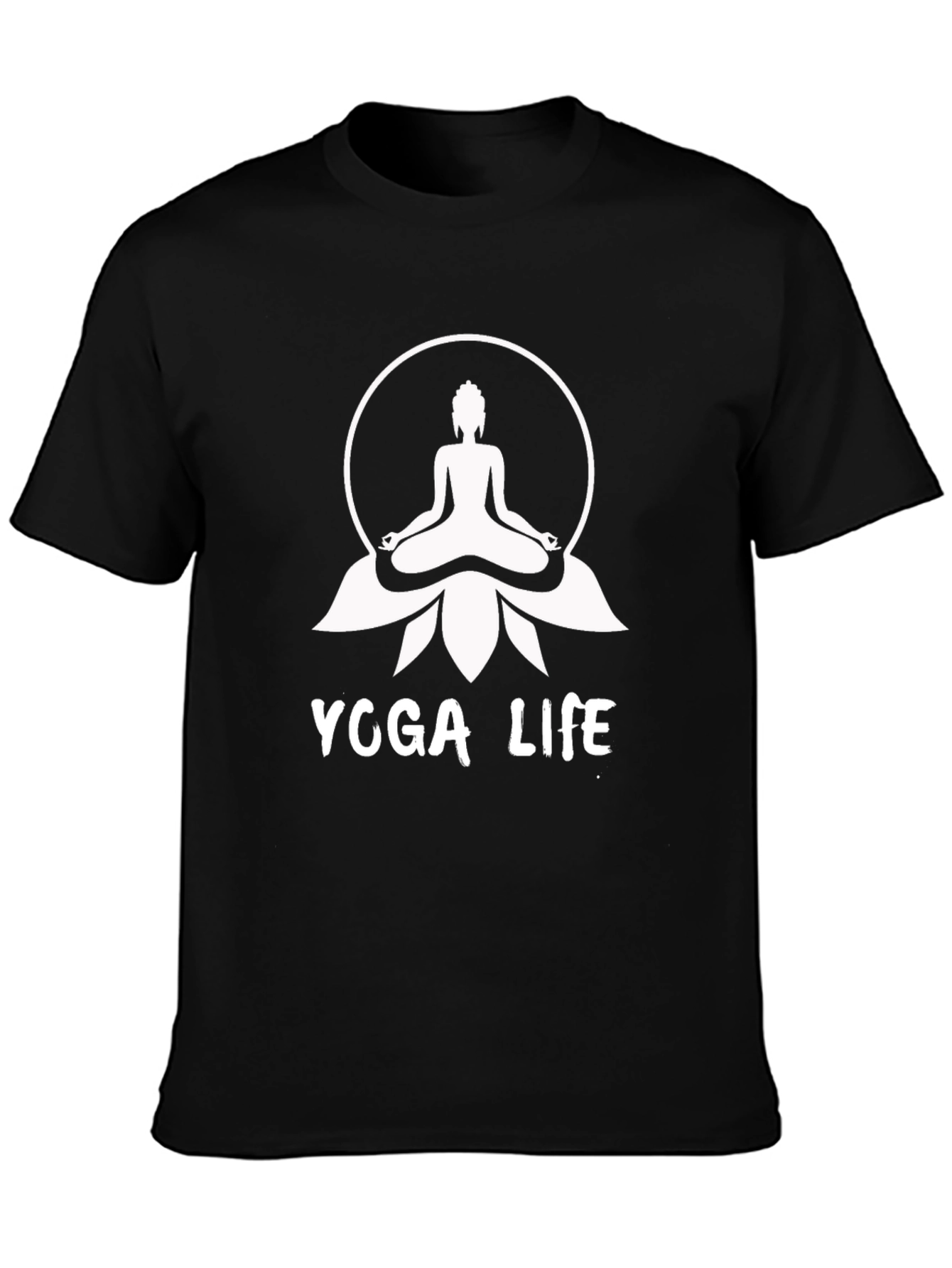 Camiseta Yoga Life Negra con Diseño de Buda