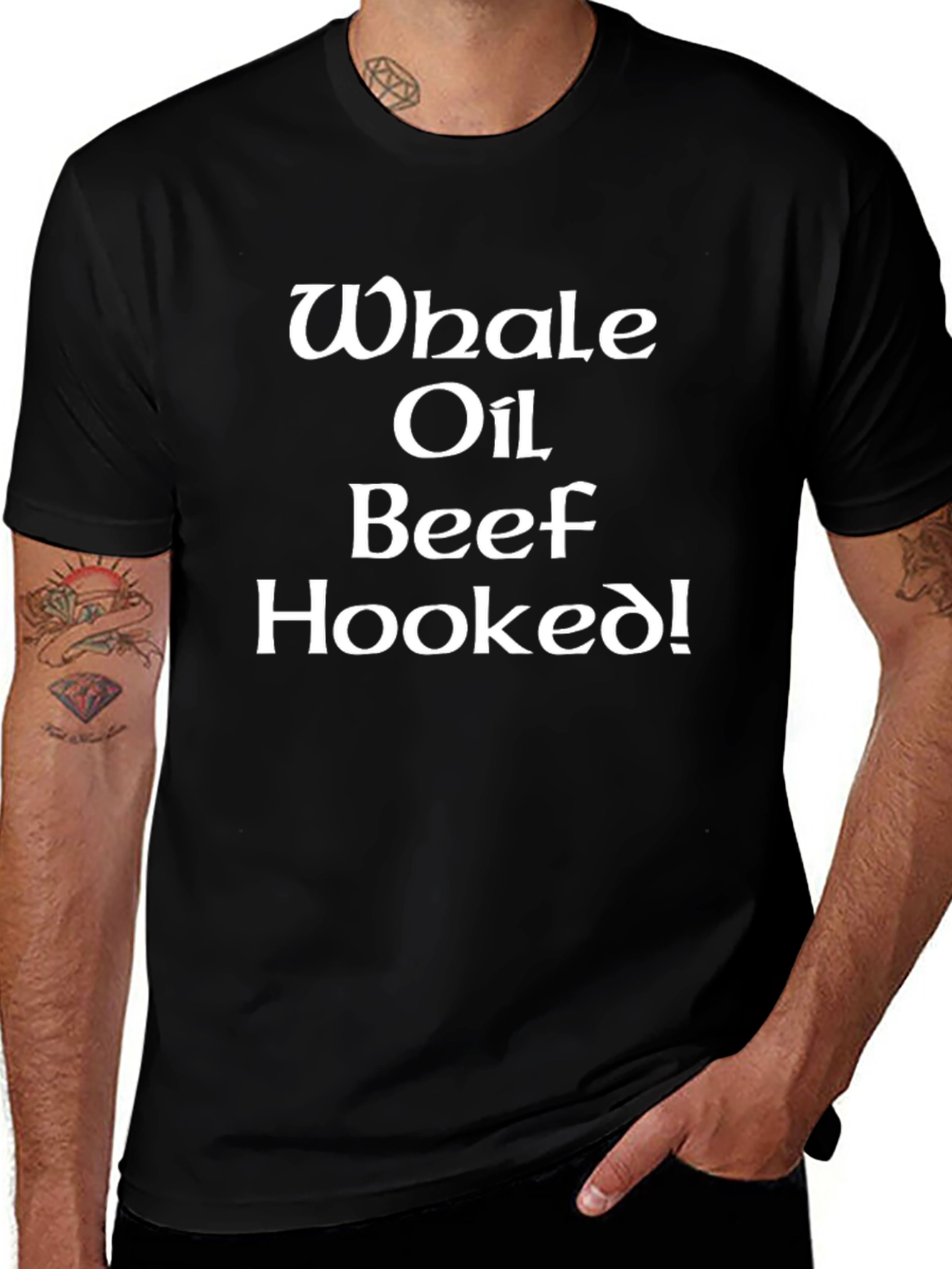 Camiseta Negra Whale Oil Beef Hooked!