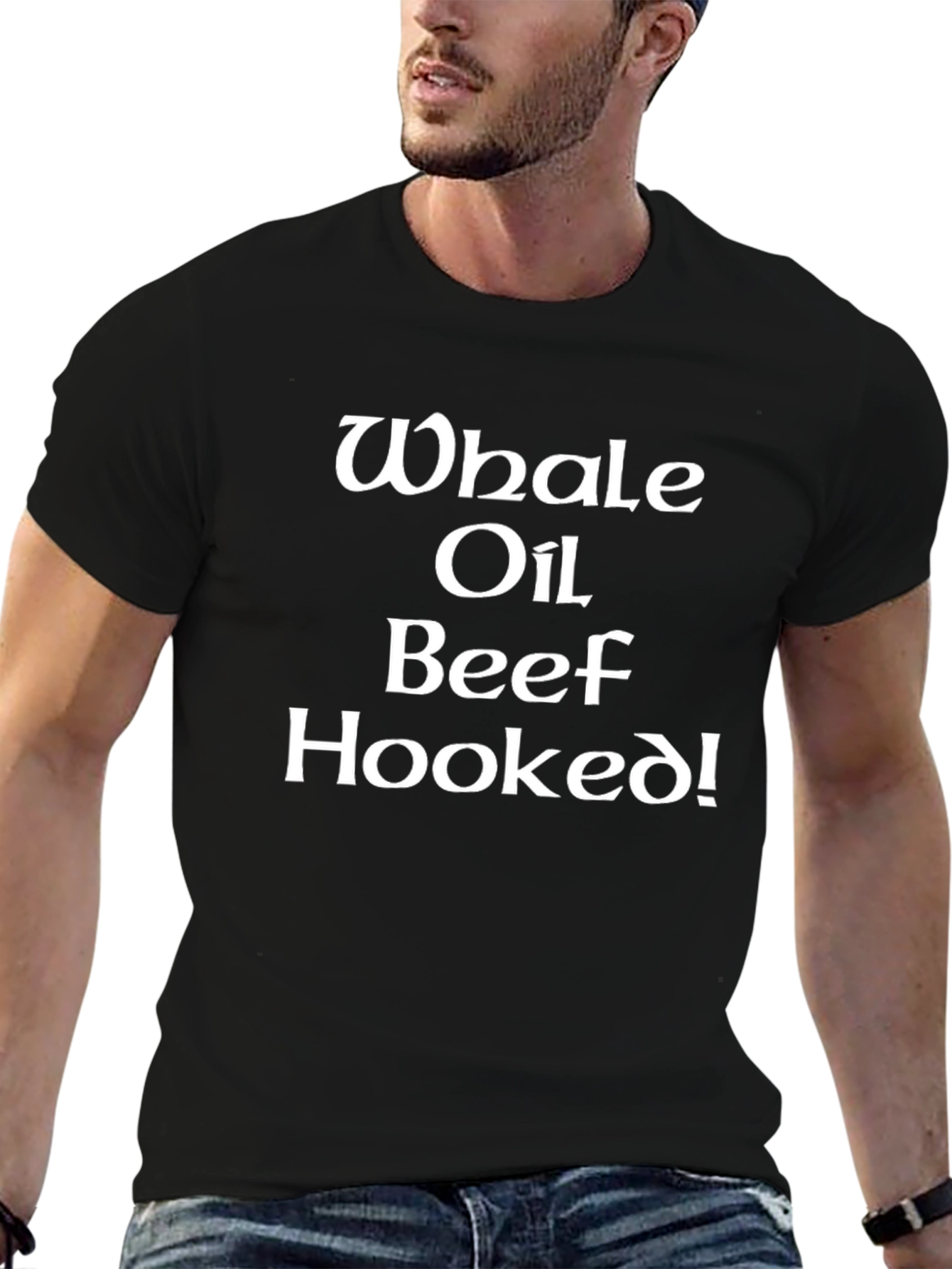 Camiseta Negra Whale Oil Beef Hooked!