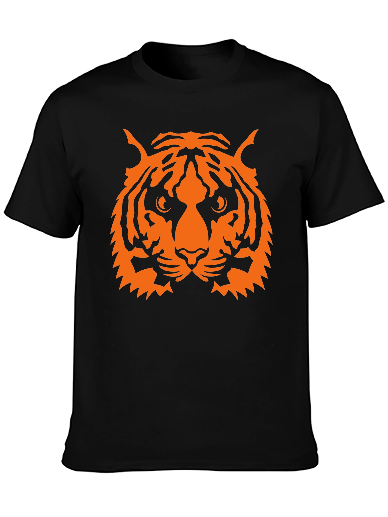 Camiseta Negra con Estampado de Tigre Naranja