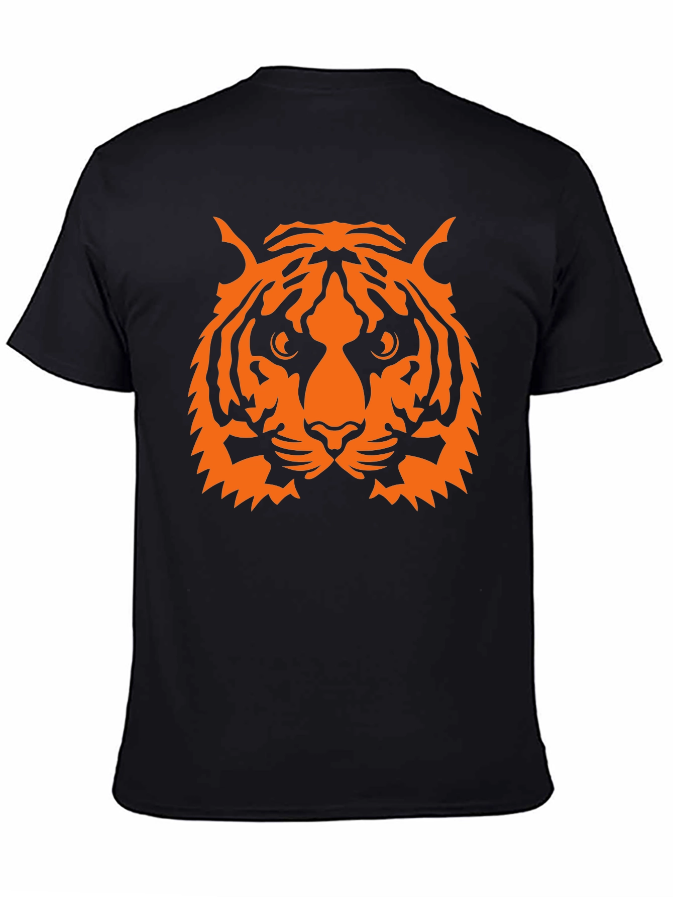 Camiseta Negra con Estampado de Tigre Naranja