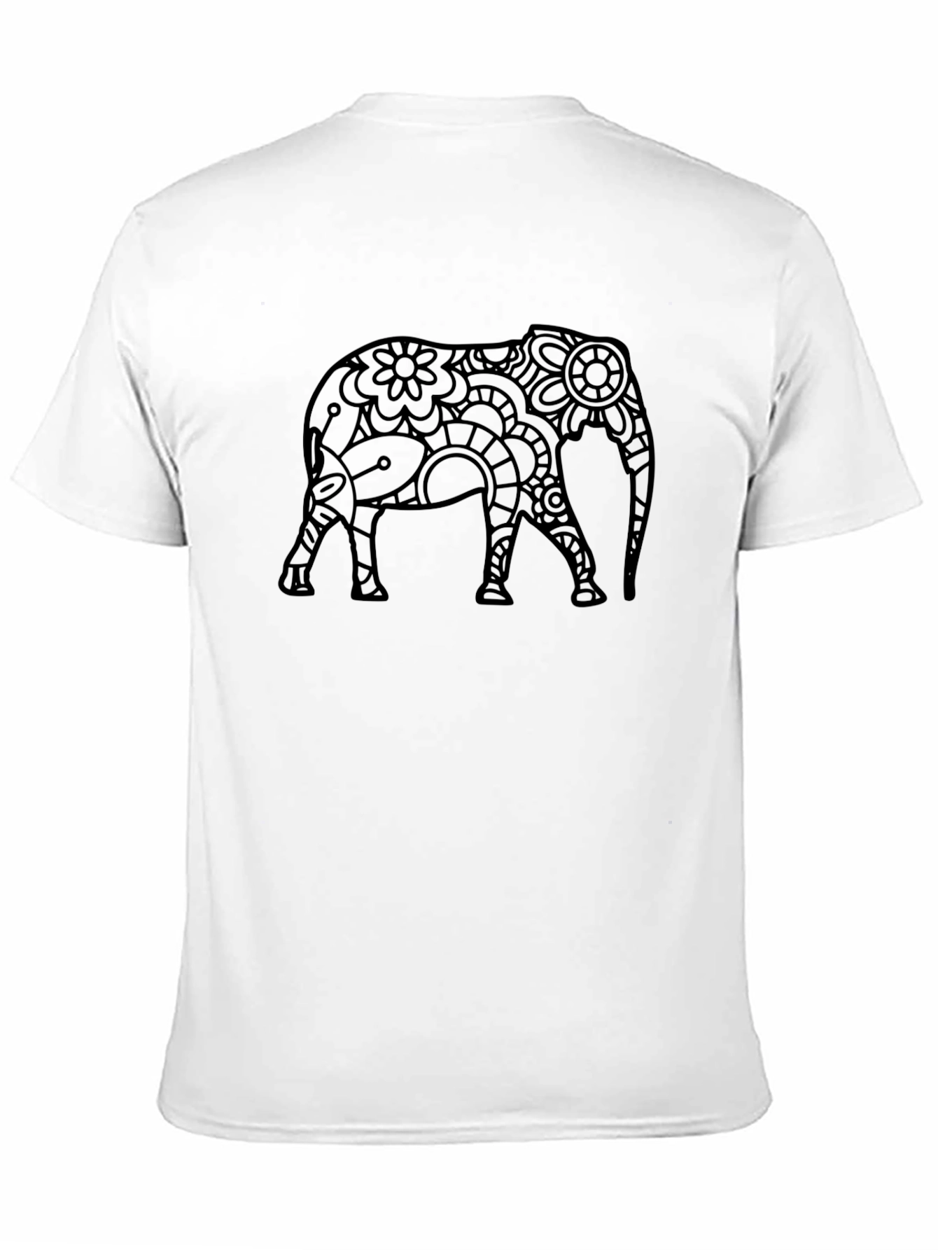 Camiseta Negra Hombre - Diseño Elefante Floral