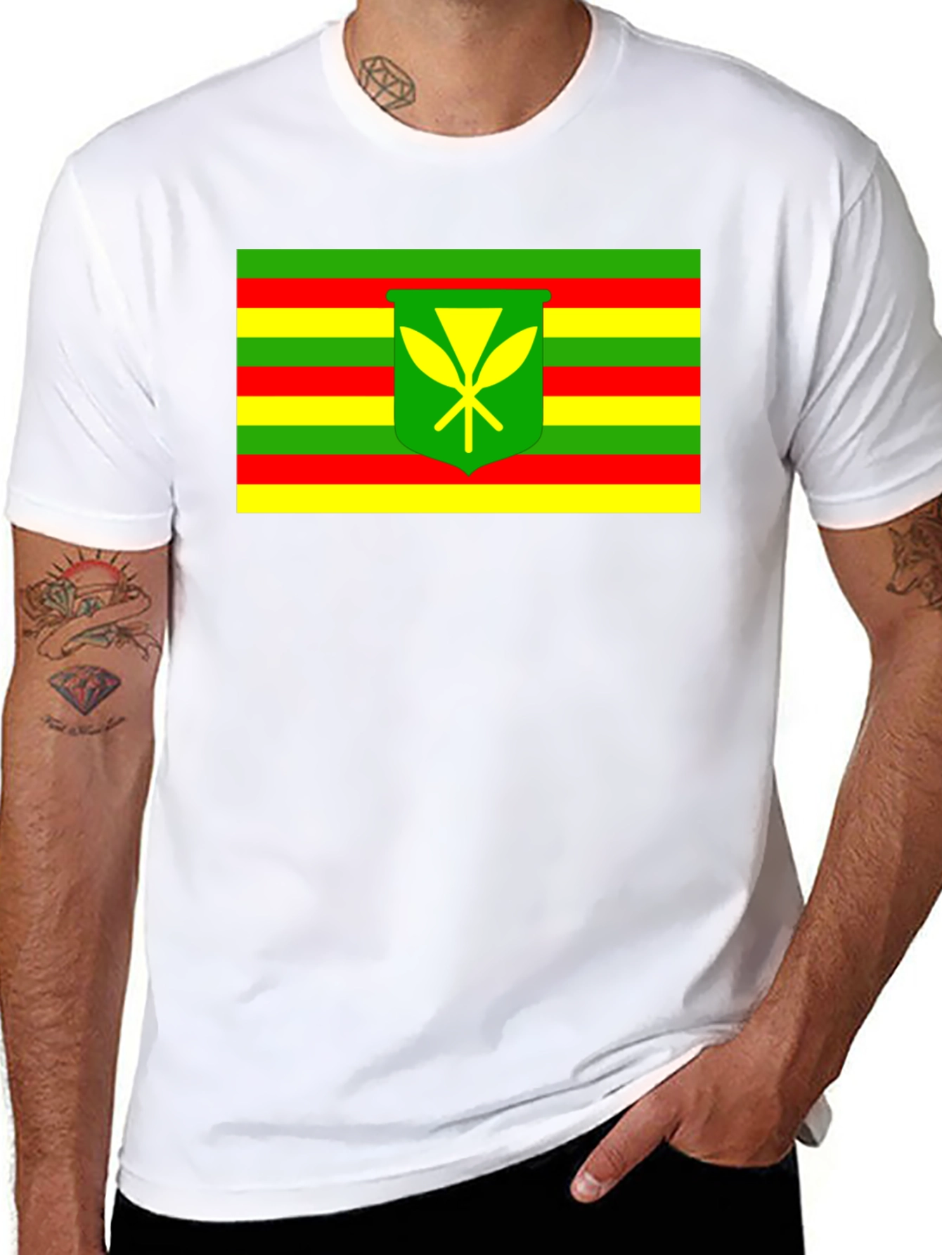 Camiseta Negra con Bandera Kanaka Maoli