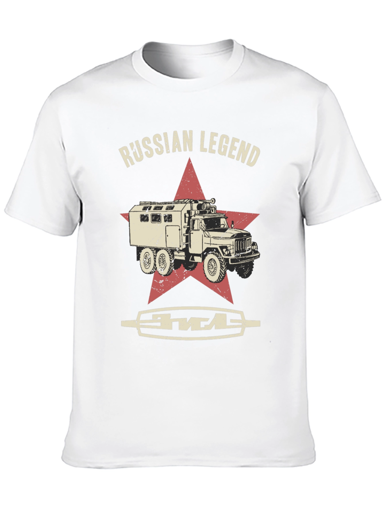 Camiseta Negra Leyenda Rusa con Diseño de Camión Militar