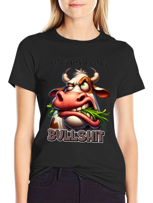 Camiseta Negra con Diseño de Vaca Bullshit