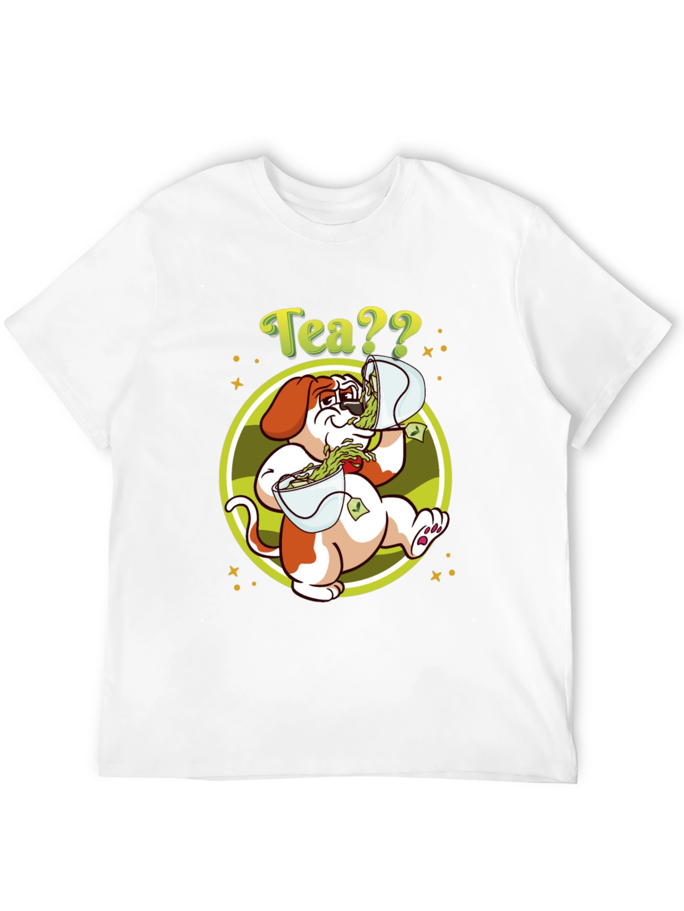 Camiseta Negra con Diseño de Perro y Té