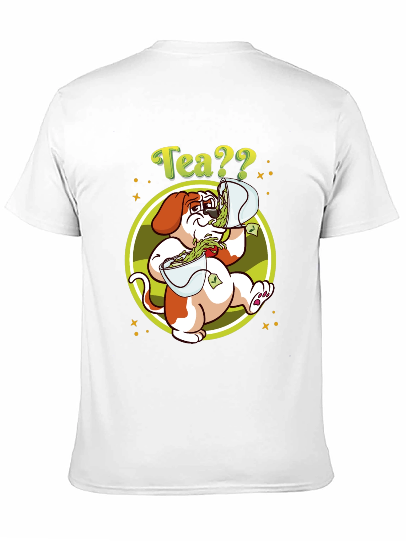Camiseta Negra con Diseño de Perro y Té