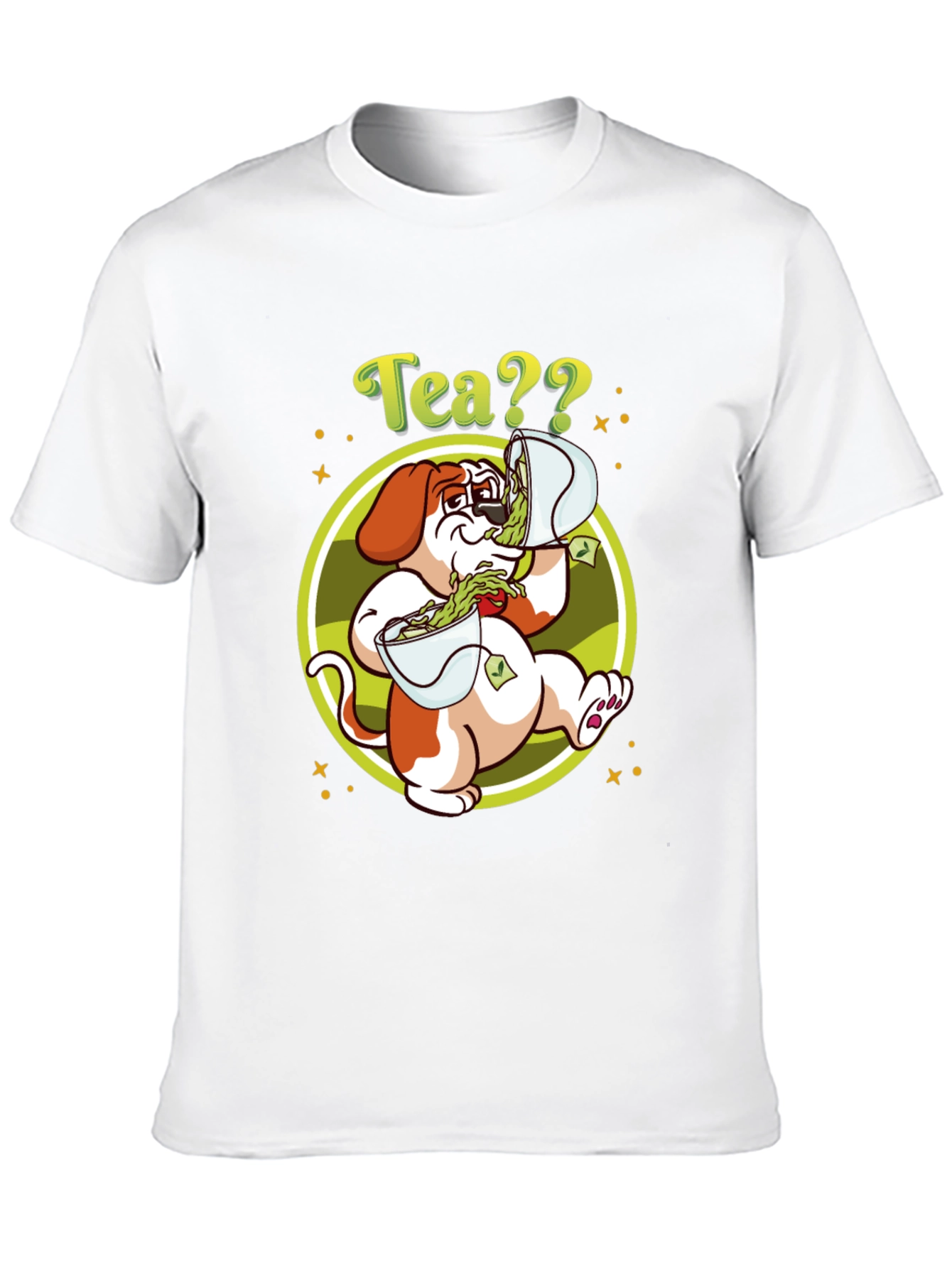 Camiseta Negra con Diseño de Perro y Té