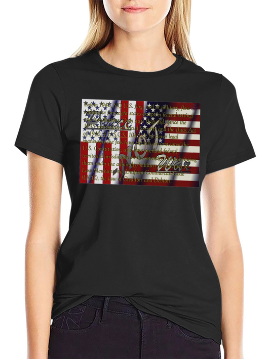 Camiseta Negra con Diseño de Bandera Estadounidense