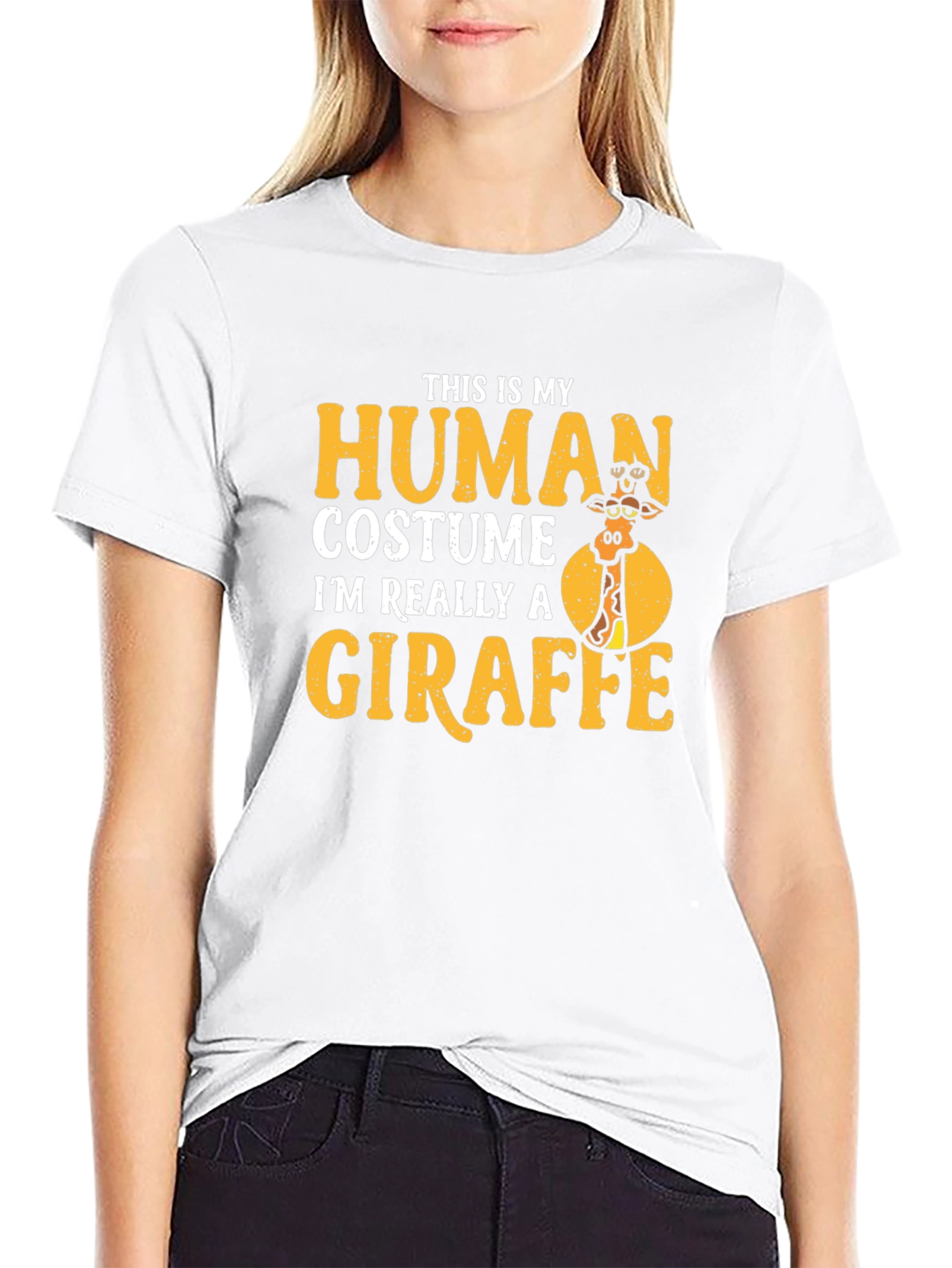 Camiseta Negra Disfraz Humano Jirafa