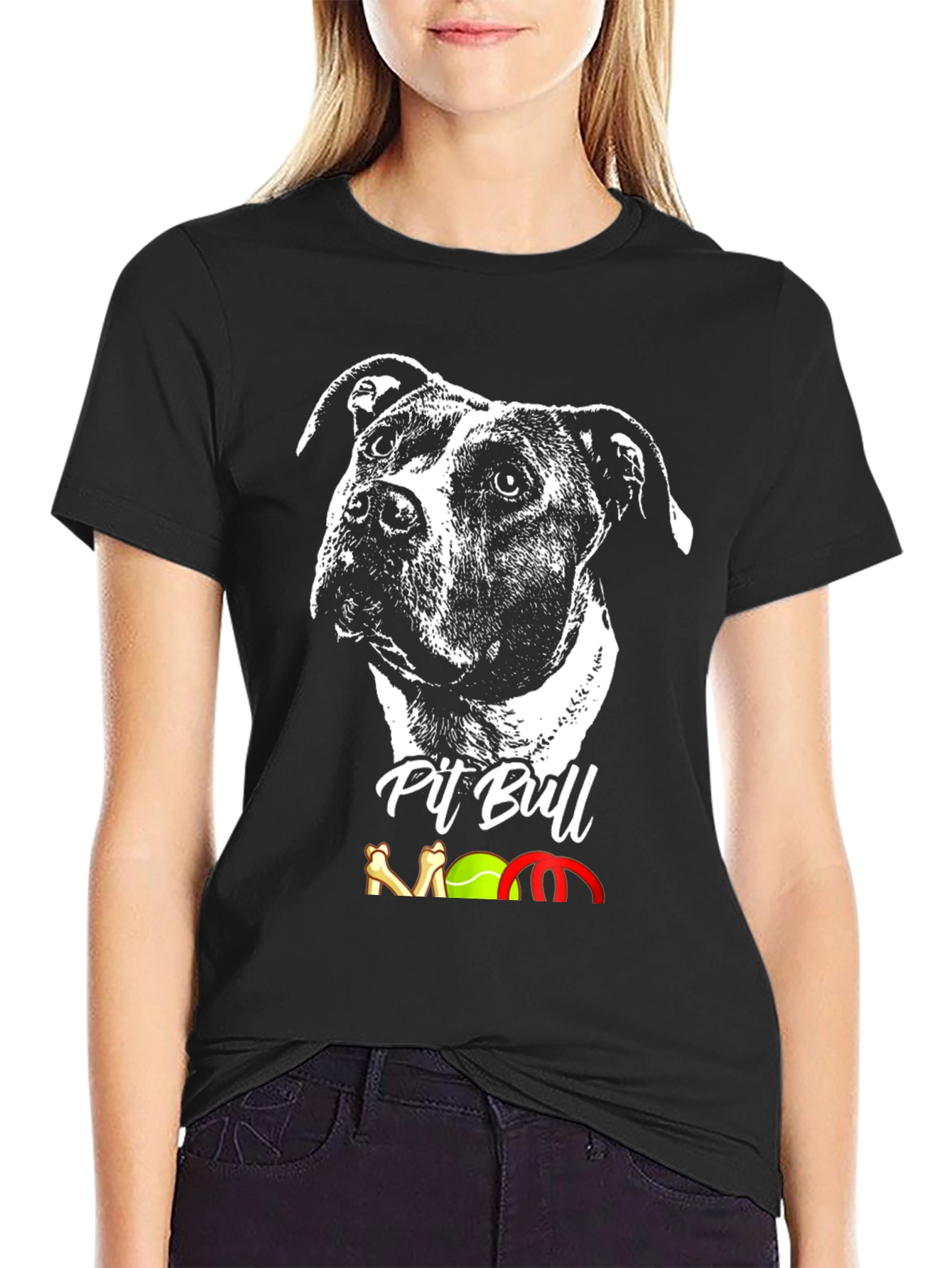 Camiseta Negra Pit Bull Mom