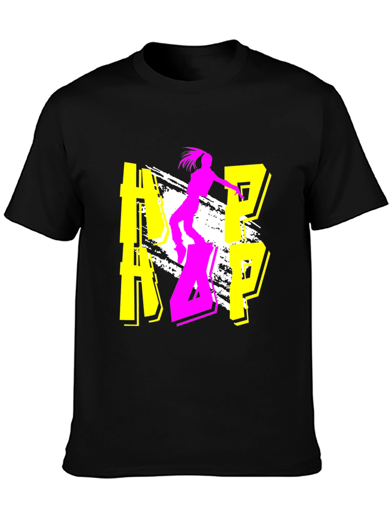 Camiseta Negra Urbana con Diseño Gráfico Artístico