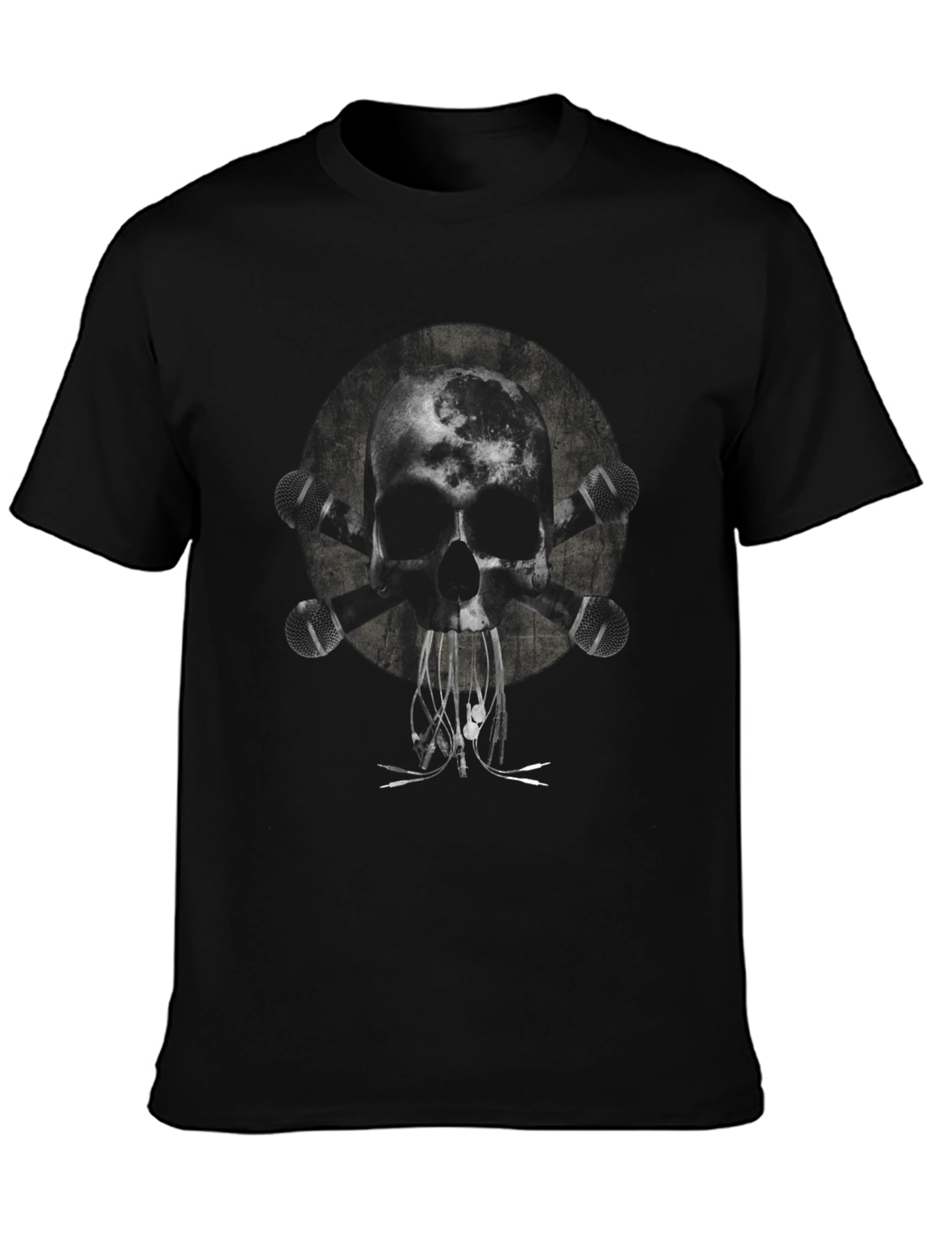 Camiseta Negra con Diseño de Calavera Rockera