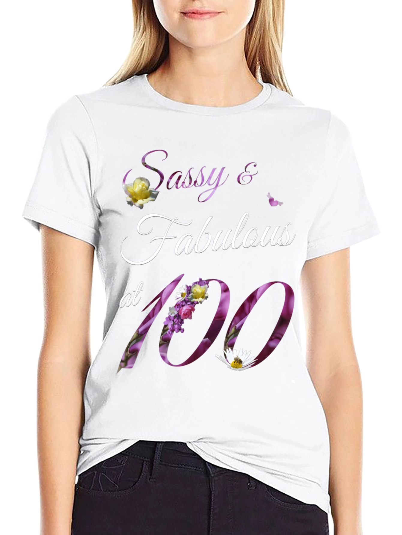 Camiseta Sassy & Fabulous 100 Años Floral