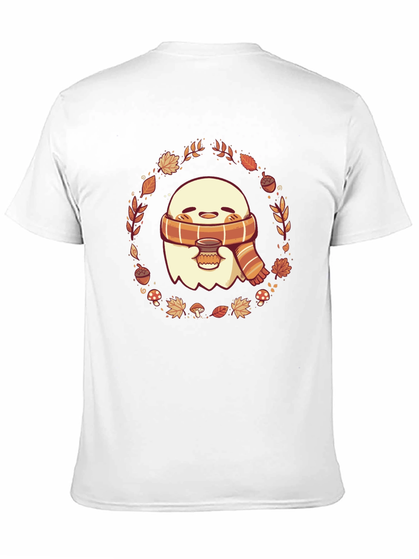 Camiseta Negra Fantasma Otoñal con Bufanda