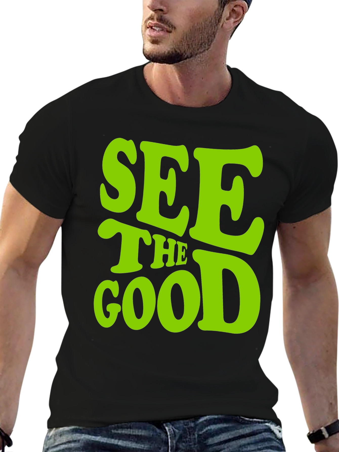 Camiseta Negra - Mensaje Positivo See the Good