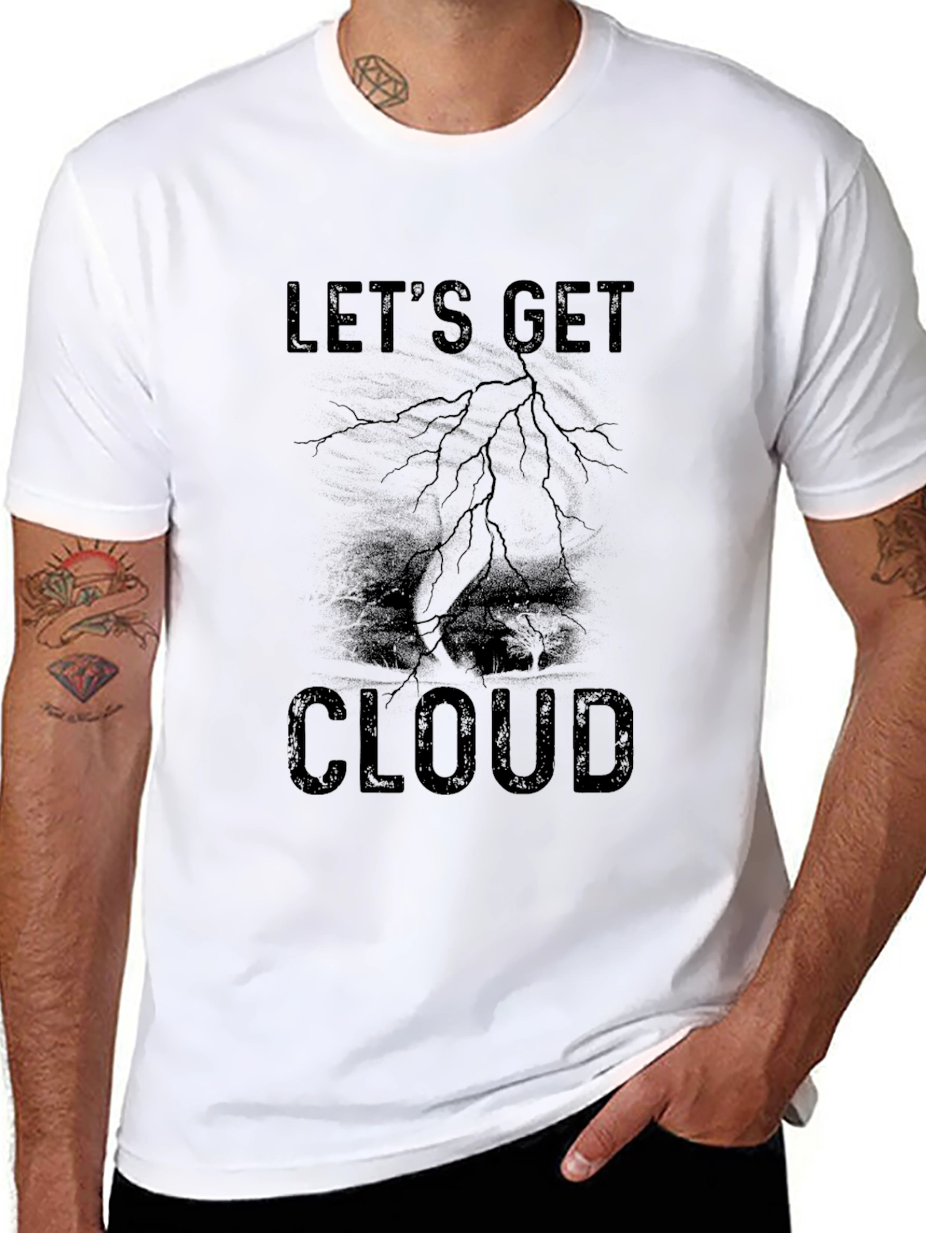 Camiseta Negra Lets Get Cloud para Hombre