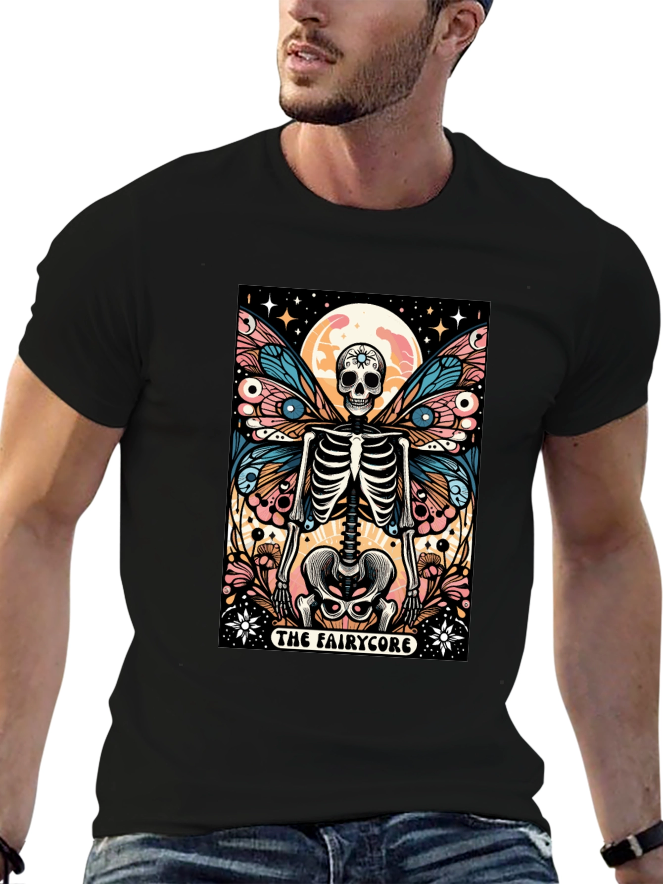Camiseta Negra con Diseño Hada Esqueleto