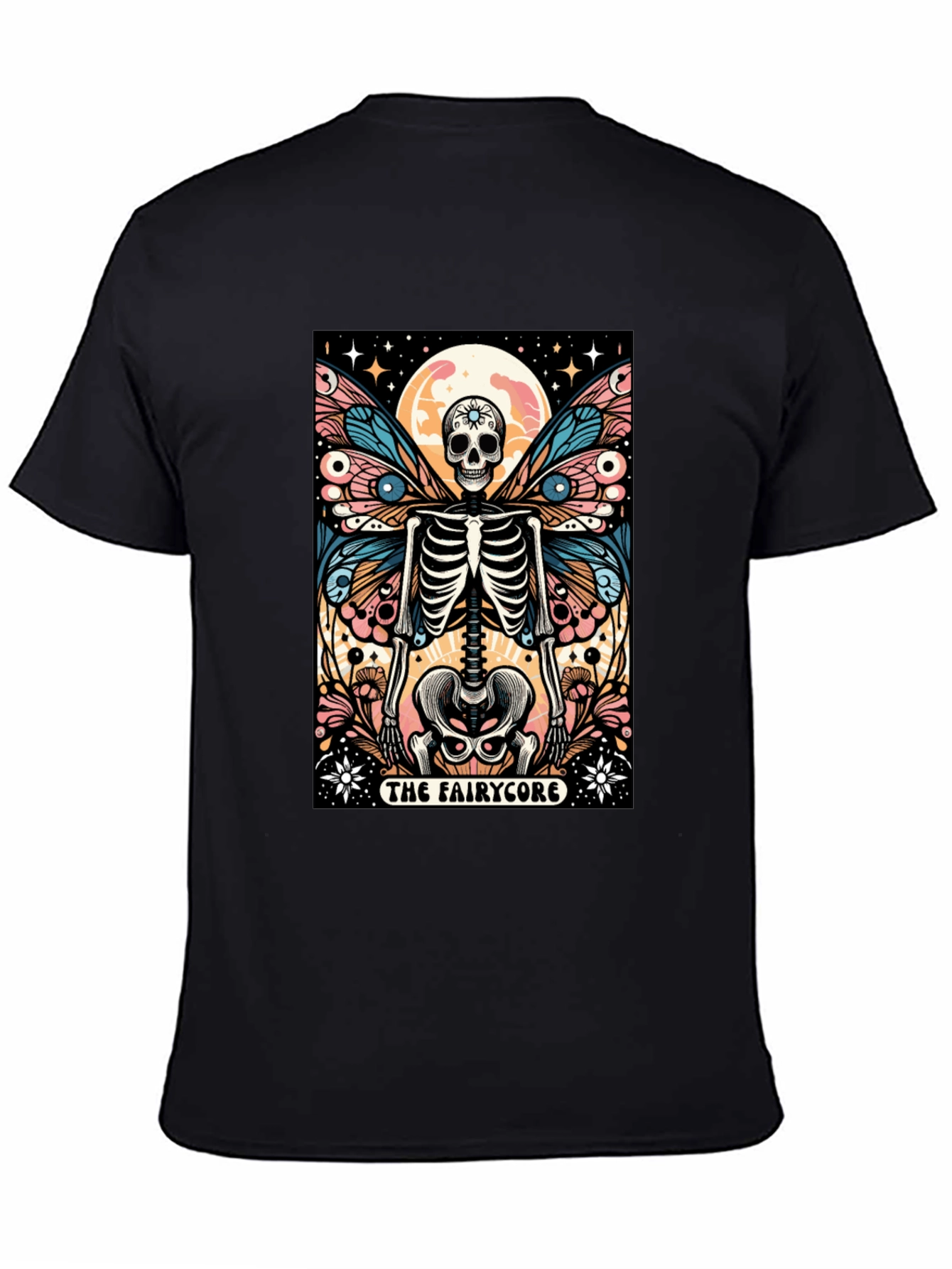 Camiseta Negra con Diseño Hada Esqueleto