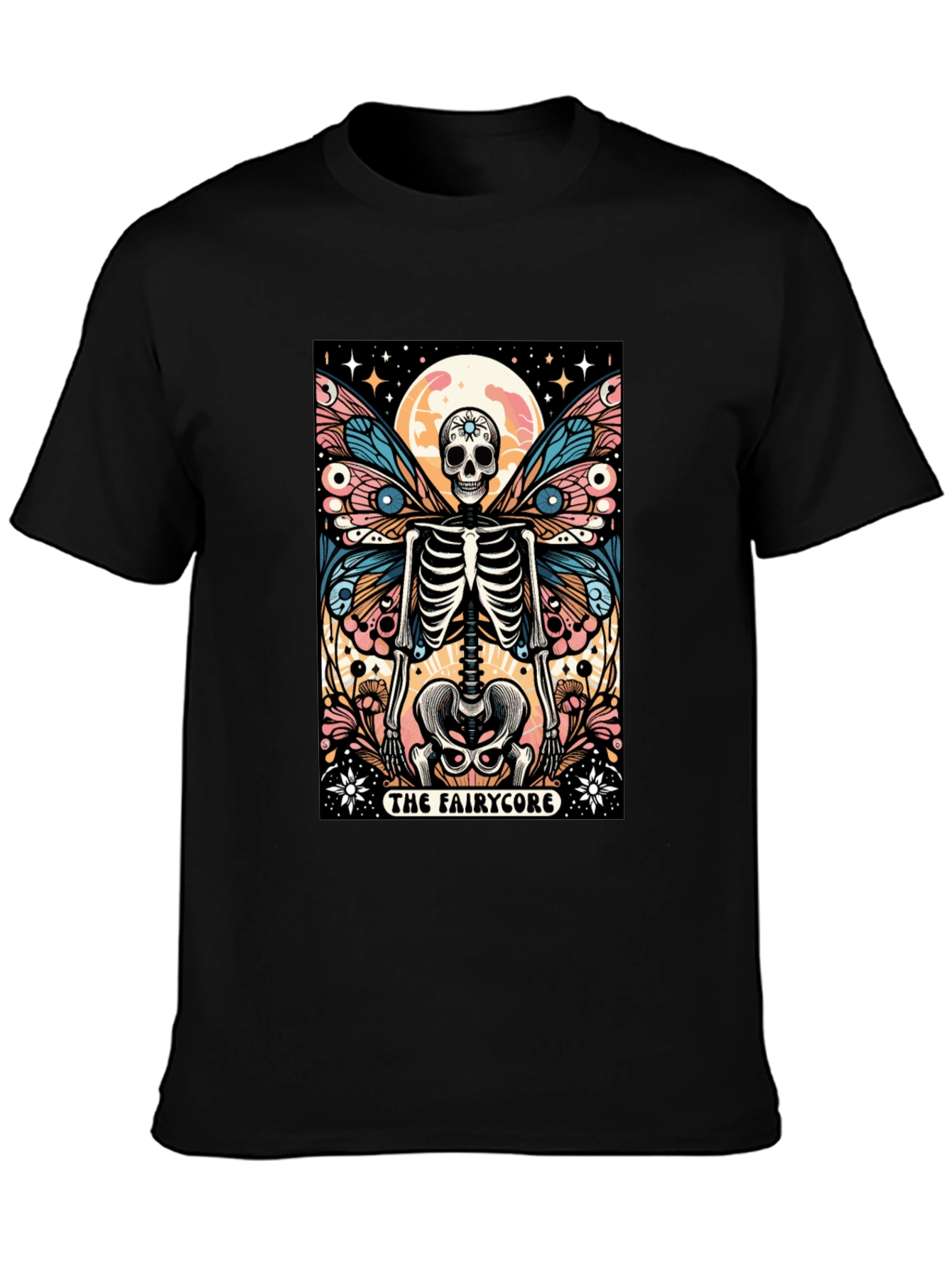 Camiseta Negra con Diseño Hada Esqueleto