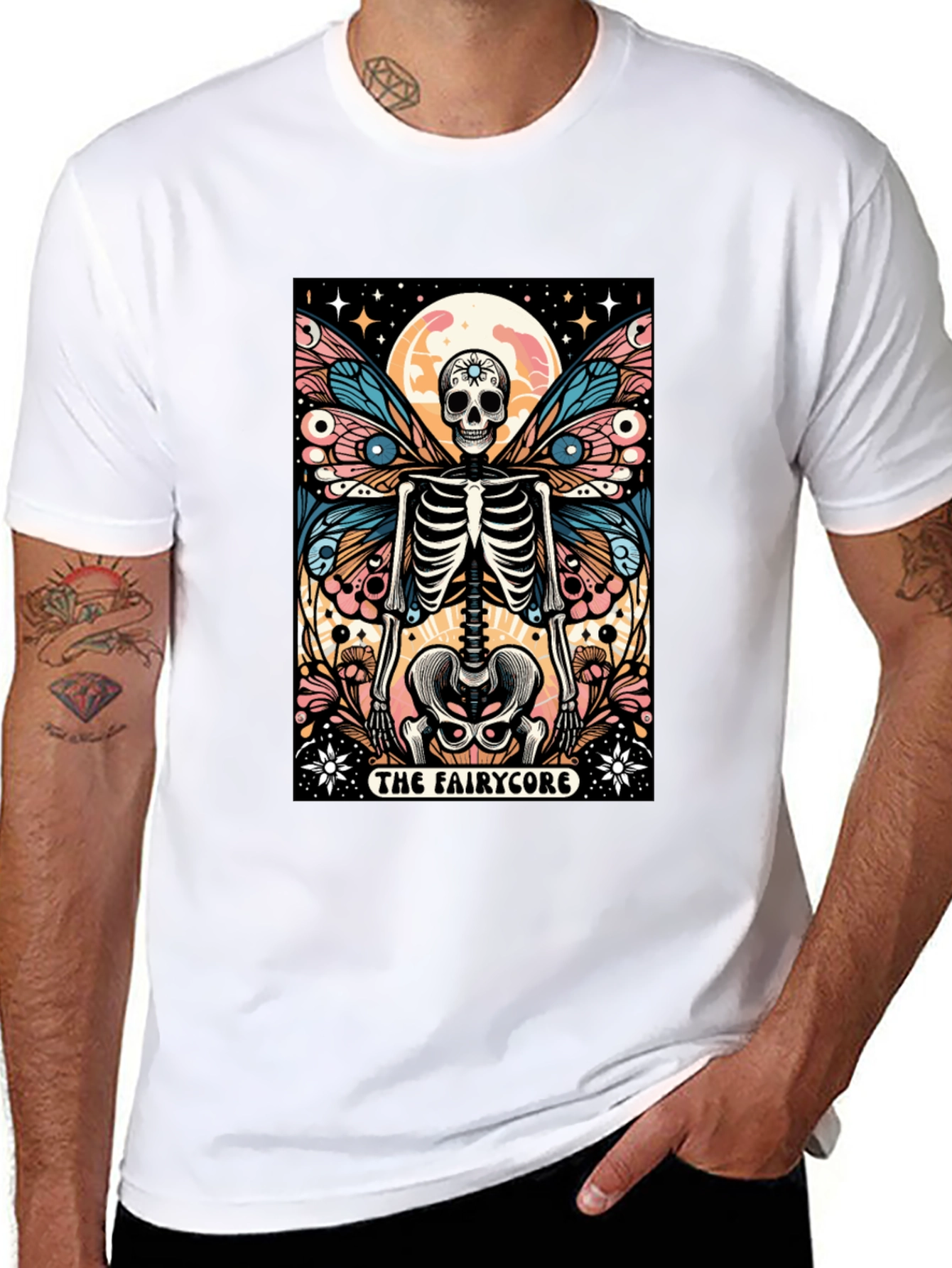Camiseta Negra con Diseño Hada Esqueleto