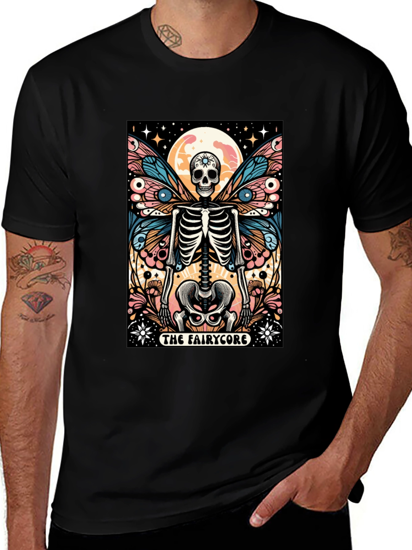 Camiseta Negra con Diseño Hada Esqueleto