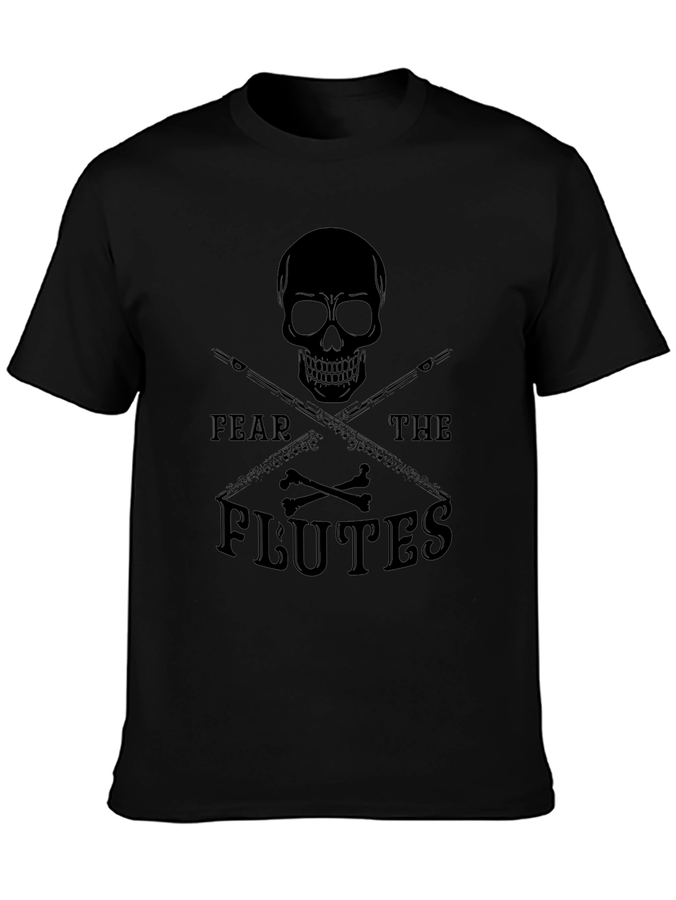 Camiseta Negra Calavera y Flautas