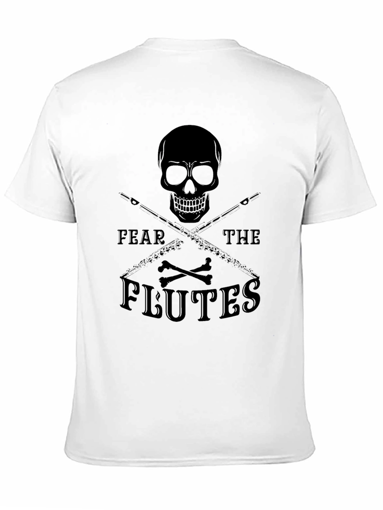 Camiseta Negra Calavera y Flautas