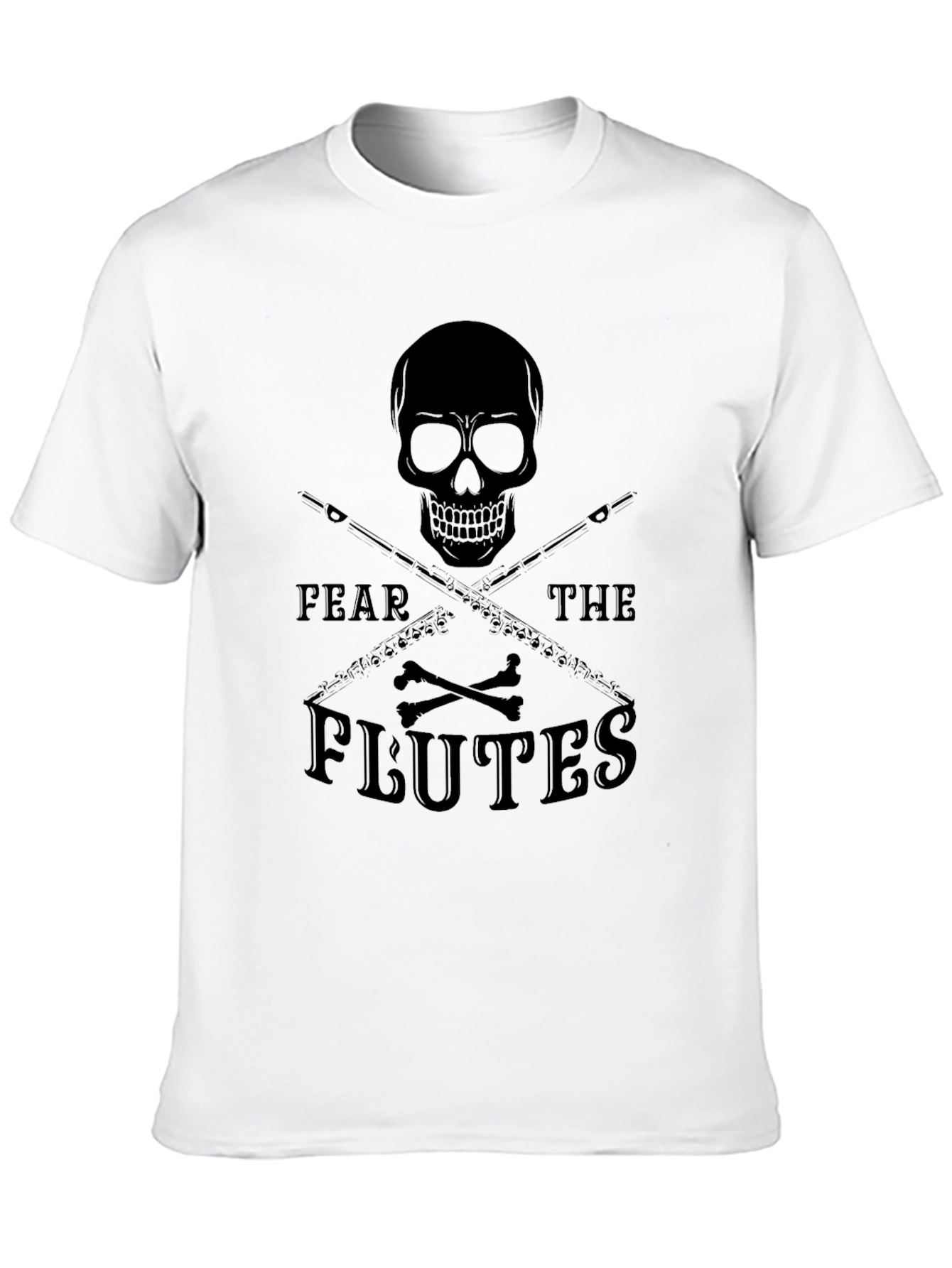 Camiseta Negra Calavera y Flautas
