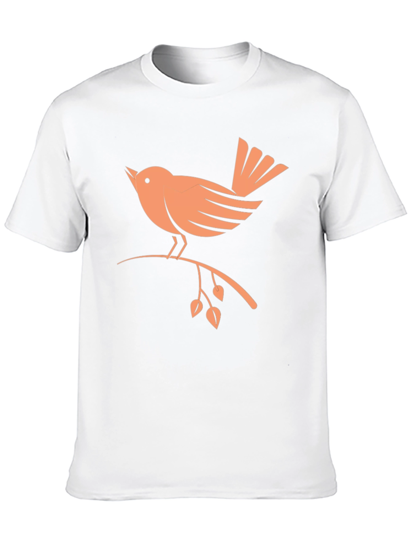 Camiseta Negra con Diseño de Pájaro Naranja