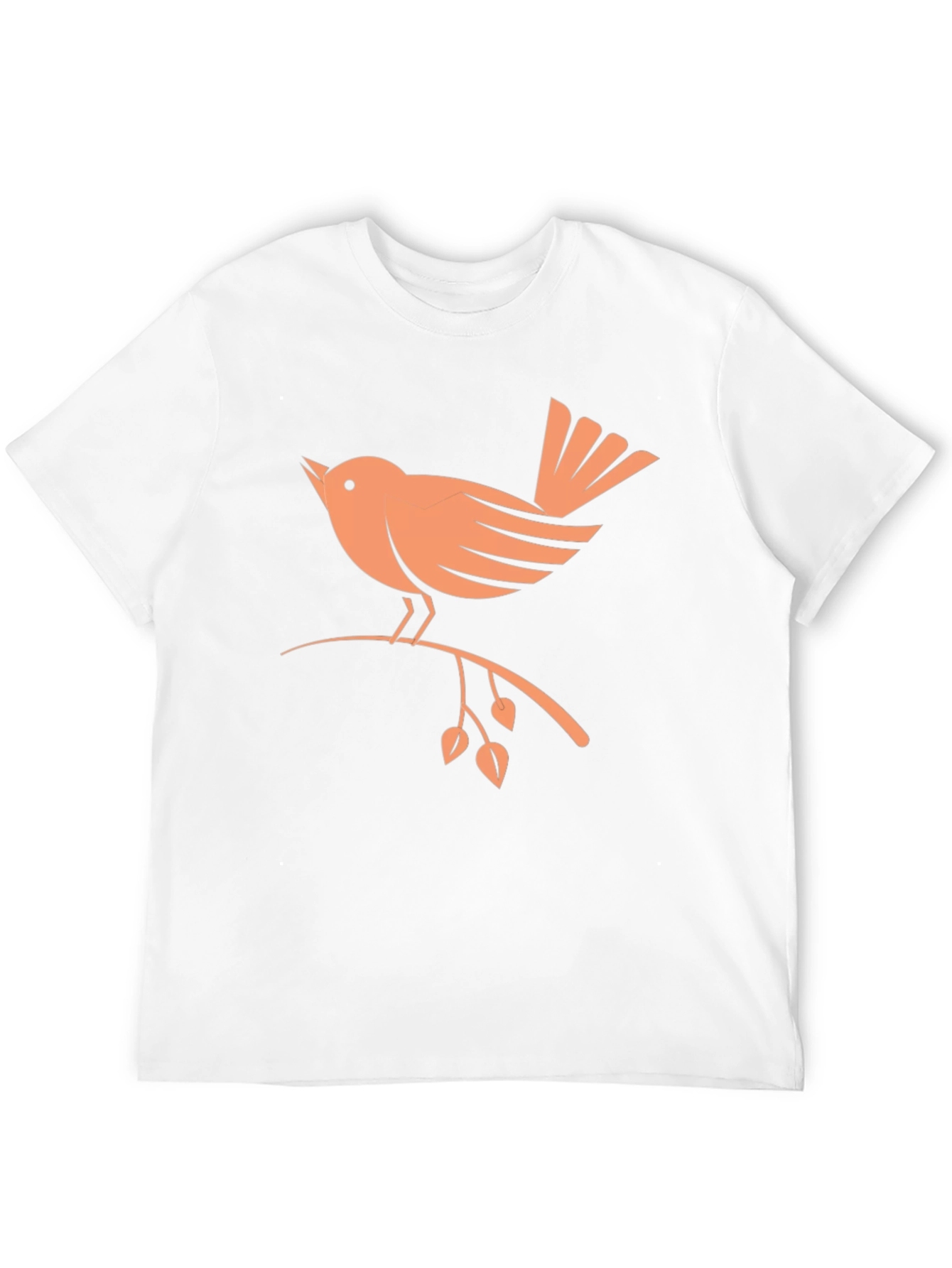 Camiseta Negra con Diseño de Pájaro Naranja